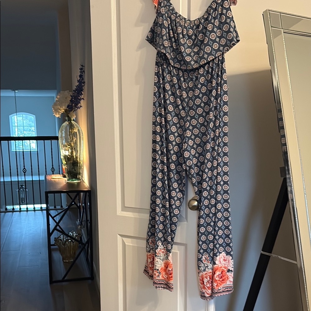 Derek Heart Navy Floral Jumpsuit